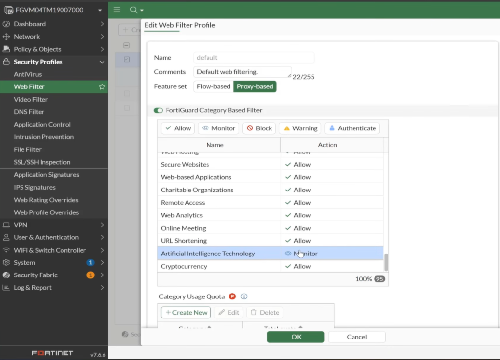 Block AI Apps on FortiGate: Monitor & Block ChatGPT, Claude via Web Filter 1 web filter