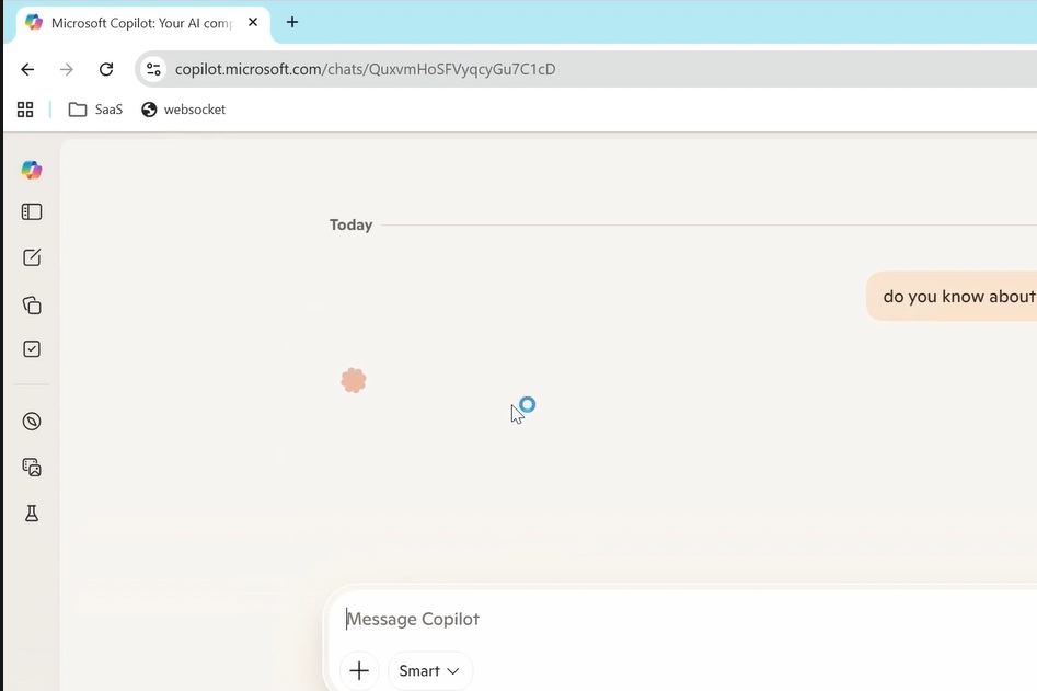 FortiOS WebSocket DLP: Block Sensitive Data in Copilot Chats 5 Microsoft Copilot chat with a prompt containing the fortinet keyword being sent
